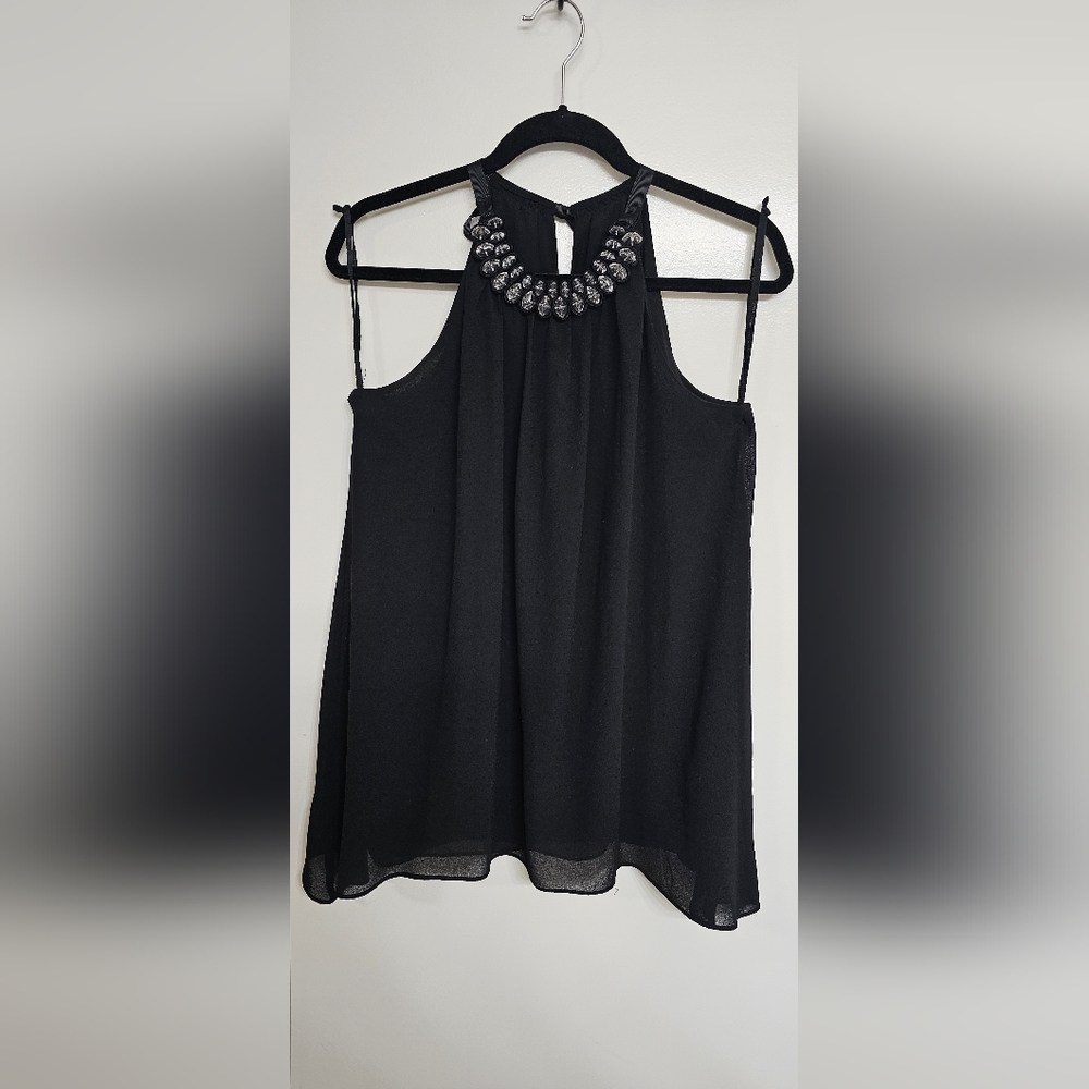 Max Studio Black Sleeveless Embellished Blouse